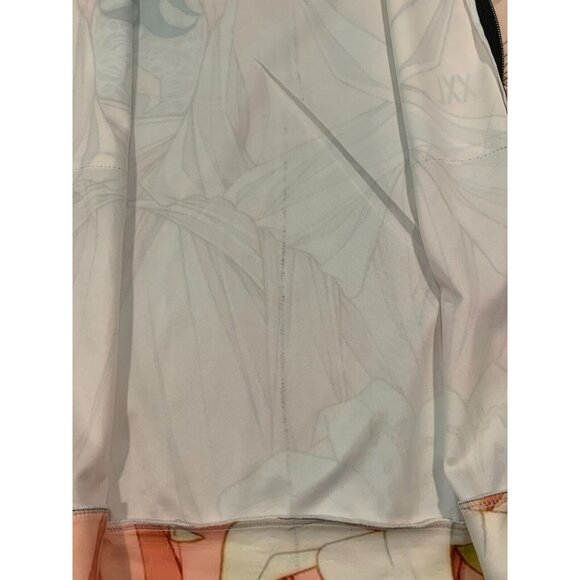 Anime-Inspired Hooded Longline Jacket Zipper Front Floral Art Allover Print 2LX - Picture 10 of 16